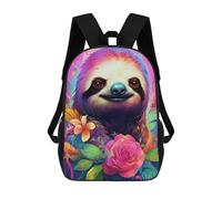 sinyumoney Colorful Sloth with Flowers Sac À Dos Pour Garçons Et Adolescents, Sacs À Dos Pour Filles, Sacs À Dos Pour Tout-petits, Sacs À Livres Pour L'école Primaire Et Le Collège 17inch