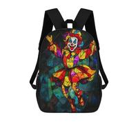 sinyumoney Colorful Stained Glass Clown Art Sacs À Dos Pour Enfants 17inch Sac À Dos Scolaire, Sac D'école Imprimé En 3D Pour Garçons, Élèves Du Primaire Et Du Collège