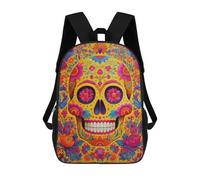 sinyumoney Colorful Sugar Skull Art Print-2 Sacs À Dos Pour Enfants, Sac À Dos Scolaire Imprimé En 3D Pour Enfants, Sac À Dos De Voyage, Sac À Livres Pour Enfants 17inch Sac D'école