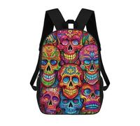 sinyumoney Colorful Sugar Skulls Artwork Sacs À Dos Scolaires Pour Garçons Et Filles, Sacs À Dos Décontractés Pour Le Sport, Sacs À Dos De Grande Capacité Pour L'école Primaire 17inch