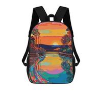sinyumoney Colorful Sunset Pool Reflections Sac À Dos Scolaire Pour Enfants, Imprimé En 3D, Tendance Et Décontracté, Pour Garçons, Élèves Du Primaire Et Du Collège 17inch