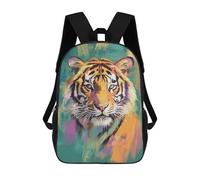 sinyumoney Colorful Tiger Portrait Art Print-1 Sac À Dos Scolaire Pour Enfants, 43 Cm (17 Pouces), Imprimé En 3D, Pour Garçons, Élèves Du Primaire Et Du Collège