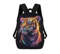 sinyumoney Colorful Tiger Portrait Art Print Sacs À Dos Tendance Imprimés En 3D 17inch Sac D'école Décontracté Pour Enfants, Garçons, Élèves Du Primaire Et Du Collège
