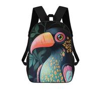 sinyumoney Colorful Toucan Illustration Animal Sac À Dos Enfant, Cartable, Sac D'école, Motif Dessin Animé 3D, Sac Pour Ordinateur Portable, Pour Garçons Et Filles 17inch