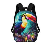 sinyumoney Colorful Toucan in Jungle Sac À Dos Scolaire Pour Enfants, Sac À Dos De Voyage Décontracté, Grand Sac À Dos Pour Garçons Et Filles 17inch