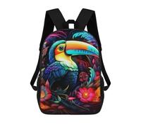 sinyumoney Colorful Toucan with Flowers Sac À Dos Imprimé 3D Pour Enfants, Sac À Dos Léger Pour Écoliers Et Écoliers, Sac À Goûter Pour La Crèche 17inch