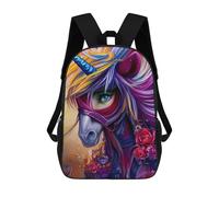 sinyumoney Colorful Unicorn with Flowers Sac À Dos Imprimé En 3D, Sac D'école Décontracté Et Tendance Pour Enfants, Sac D'école Pour Garçons, Collégiens 17inch