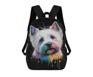 sinyumoney Colorful Westie Art Print Sac À Dos Enfant, Sac D'école, Sac À Dos Imprimé 3D Avec Motif De Dessin Animé, Grande Capacité, Pour Garçons Et Filles 17inch