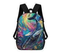 sinyumoney Colorful Whale Abstract Art Sac À Dos Imprimé En 3D Pour Enfants, Sac D'école Grande Capacité, Sac De Voyage, Sac À Livres, Sac À Dos Scolaire Pour Enfants 17inch