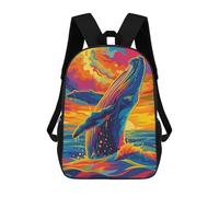 sinyumoney Colorful Whale Breaching at Sunset Sac À Dos Enfant Tendance Et Amusant, Sac À Dos Pour Garçons Et Adolescents, Sac D'école Imprimé En 3D Pour Garçons 17inch