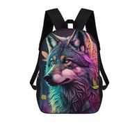sinyumoney Colorful Wolf Animals Sac À Dos Scolaire Imprimé En 3D, Sac À Dos Décontracté Pour Enfants, Sac D'école Imprimé En 3D Pour Garçons, Primaire Et Collège 17inch
