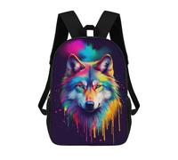 sinyumoney Colorful Wolf Art Print-11 17inch Sac À Dos Scolaire Imprimé En 3D Pour Enfants, Style Décontracté Et Tendance, Idéal Pour Les Voyages Et Les Études.