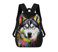 sinyumoney Colorful Wolf Art Print-2 Sac À Dos Scolaire Pour Enfants, Imprimé En 3D, Pour Garçons, Élèves Du Primaire Et Du Collège 17inch