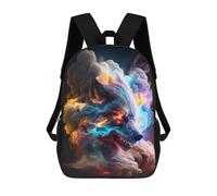 sinyumoney Colorful Wolf Head Artwork Sacs À Dos Imprimés En 3D Pour Enfants, Sacs D'école Tendance Pour Garçons, Sacs De Voyage, Sacs Scolaires Pour Élèves Du Primaire 17inch