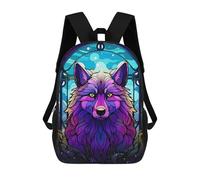sinyumoney Colorful Wolf Neon Art Sacs À Dos Scolaires Pour Enfants, Sac D'école Imprimé En 3D Pour Garçons, Élèves Du Primaire Et Du Collège 17inch
