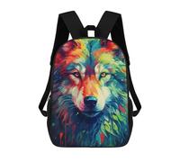 sinyumoney Colorful Wolf Portrait-13 Sac À Dos Scolaire Pour Enfants, Imprimé En 3D, Sac À Dos Tendance Pour Garçons, Élèves Du Primaire Et Du Collège 17inch