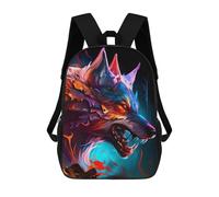 sinyumoney Colorful Wolf Portrait Sacs À Dos Décontractés Pour Enfants, Sacs D'école Pour Adolescents, Filles Et Garçons, Sacs À Dos Pour Livres 17inch