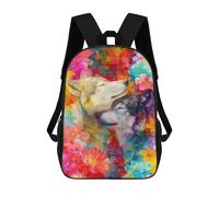 sinyumoney Colorful Wolves in Flowers Sacs À Dos 17 Pouces Pour Enfants, Sacs D'école Imprimés En 3D Pour Élèves Du Primaire Et Du Collège, Garçons Et Filles