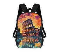 sinyumoney Colosseum in Rome Sac À Dos Enfant, Sac D'école, Sac À Dos Imprimé 3D Avec Motif De Dessin Animé, Grande Capacité, Pour Garçons Et Filles 17inch