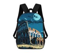 sinyumoney Colosseum Under Moonlight -1 Sac À Dos Scolaire Pour Enfants, Imprimé En 3D, Sac À Dos Tendance Pour Garçons, Élèves Du Primaire Et Du Collège 17inch