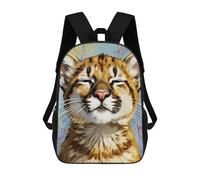 sinyumoney Content Cougar Cub Portrait Painting Sac À Dos Scolaire Pour Enfants Imprimé En 3D, Idéal Pour Les Voyages Et Les Lectures, Pour Les Garçons Et Les Élèves Du Primaire 17inch