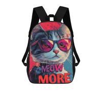 sinyumoney Cool Cat with Sunglasses And Meow More Sac À Dos En Peluche À Motif Dessin Animé, Sac À Dos 3D Pour Enfants, Idée Cadeau D'anniversaire Pour Garçons Et Filles 17inch