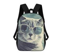 sinyumoney Cool Cat with Sunglasses Sac À Dos Scolaire Imprimé En 3D, Sac À Dos Décontracté Pour Enfants, Sac D'école Imprimé En 3D Pour Garçons, Primaire Et Collège 17inch