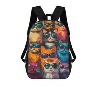 sinyumoney Cool Cats in Sunglasses Sac À Dos Scolaire Pour Adolescents, Imprimé En 3D, Ajustable, À Poches Tendance, Pour Enfants, Garçons, Filles, Étudiants Et Adolescents 17inch
