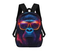 sinyumoney Cool Gorilla with Headphones And Glasses Sac À Dos Scolaire Imprimé En 3D, Sac À Dos Décontracté Pour Enfants, Sac D'école Imprimé En 3D Pour Garçons, Primaire Et Collège 17inch