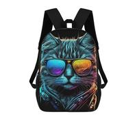 sinyumoney Cool Neon Cat Sac À Dos Scolaire Pour Enfants 17 Pouces, Sac À Dos Décontracté Pour Les Voyages, Grand Sac À Dos De Jour Pour Garçons Et Filles 17inch