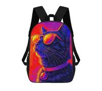 sinyumoney Cool Neon Cat with Sunglasses Sacs À Dos Pour Enfants, Cartables, Sacs À Dos Scolaires Imprimés En 3D, Sacs À Dos De Voyage Tendance Pour Enfants (primaire, Collège) 17inch