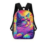 sinyumoney Cool Popart Cat Sac À Dos Scolaire Pour Enfants 17 Pouces, Sac À Dos Décontracté Pour Les Voyages, Grand Sac À Dos De Jour Pour Garçons Et Filles 17inch