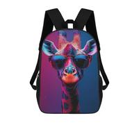 sinyumoney Cool Vibrant Neon Giraffe Portrait Sac À Dos Scolaire Imprimé En 3D, Sac À Dos Décontracté Pour Enfants, Sac D'école Imprimé En 3D Pour Garçons, Primaire Et Collège 17inch