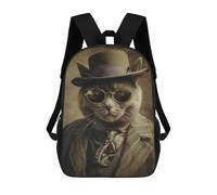 sinyumoney Cool Vintage Cat Sac À Dos Imprimé En 3D Pour Enfants, Sac À Dos Scolaire, Sac À Dos De Voyage Pour Enfants, Sac À Livres Grande Capacité, Sac À Dos Pour Enfants 17inch