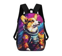 sinyumoney Corgi Astronaut Space Suit Sac À Dos Scolaire Pour Enfants, Sac À Dos De Voyage Décontracté, Grand Sac À Dos Pour Garçons Et Filles 17inch