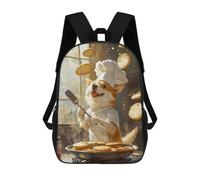 sinyumoney Corgi Chef Making Pancakes Sac À Dos Scolaire Pour Adolescents, Imprimé En 3D, Ajustable, À Poches Tendance, Pour Enfants, Garçons, Filles, Étudiants Et Adolescents 17inch