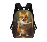 sinyumoney Corgi Reading Newspaper Sac À Dos Scolaire Imprimé En 3D Pour Enfants, Sac À Dos De Voyage, Sac Tendance Et Décontracté Pour Écoliers 17inch