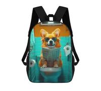 sinyumoney Corgi Reading on Toilet Sacs À Dos Scolaires Pour Enfants, Sac D'école Imprimé En 3D Pour Garçons, Élèves Du Primaire Et Du Collège 17inch