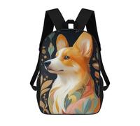 sinyumoney Corgi with Floral Pattern Animal Sac À Dos Scolaire Imprimé En 3D Pour Enfants, Sac À Dos De Voyage Tendance Et Décontracté Pour Écoliers 17inch
