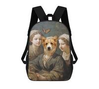 sinyumoney Corgi with Two Girls Sacs À Dos Pour Enfants 17inch Sac À Dos Scolaire, Sac D'école Imprimé En 3D Pour Garçons, Élèves Du Primaire Et Du Collège