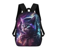 sinyumoney Cosmic Cat Astronaut Art Print-3 Sac À Dos Scolaire Pour Enfants, 43 Cm (17 Pouces), Imprimé En 3D, Pour Garçons, Élèves Du Primaire Et Du Collège