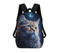 sinyumoney Cosmic Cat Gazing Sacs À Dos 17 Pouces Pour Enfants, Sacs D'école Imprimés En 3D Pour Élèves Du Primaire Et Du Collège, Garçons Et Filles