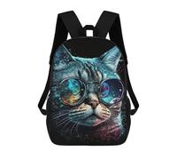 sinyumoney Cosmic Cat Glasses Art Print-13 Sac À Dos Scolaire Pour Enfants, Imprimé En 3D, Tendance Et Décontracté, Pour Garçons, Élèves Du Primaire Et Du Collège 17inch