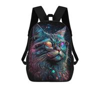 sinyumoney Cosmic Cat Glasses Art Print-5 Sacs À Dos Pour Enfants, Cartables 3D Personnalisés Pour Garçons Et Filles, Grands Sacs À Dos Scolaires Décontractés 17inch