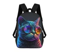 sinyumoney Cosmic Cat Glasses Art Print Sacs À Dos Pour Enfants, Sac À Dos Scolaire, Sac À Dos Imprimé En 3D Pour Enfants, Sac À Dos De Voyage, Sac À Livres, Sac D'école Pour Enfants 17inch