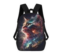sinyumoney Cosmic Cat Portrait-1 Sac À Dos Scolaire Pour Enfants 17 Pouces, Sac À Dos Décontracté Pour Les Voyages, Grand Sac À Dos De Jour Pour Garçons Et Filles 17inch
