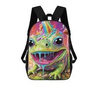 sinyumoney Cosmic Cat Portrait-21 Sac à dos d'école pour enfants, cartable imprimé 3D dessin animé grande capacité pour enfants, garçons et filles, Grenouille Slime arc-en-ciel fantaisie, 17"