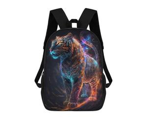 sinyumoney Cosmic Cat Portrait-22 Sac à dos d'école tendance pour garçons et filles, Œuvre d'art Tigre cosmique-1, 17"