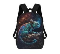 sinyumoney Cosmic Chameleon in Space Sacs À Dos Pour Enfants, Cartables 3D Personnalisés Pour Garçons Et Filles, Grands Sacs À Dos Scolaires Décontractés 17inch