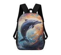 sinyumoney Cosmic Dolphin Journey-2 Sac À Dos Scolaire Pour Enfants, Grand Sac À Dos 3D, Cadeau Pour Enfants 17inch